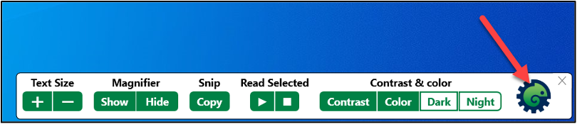 The MorphicBar with a red arrow pointing to the Morphic icon at its right end.