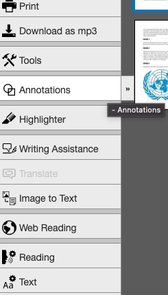 The TextAid sidebar with Annotations selected.