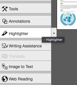 The TextAid sidebar with Highlighter selected.